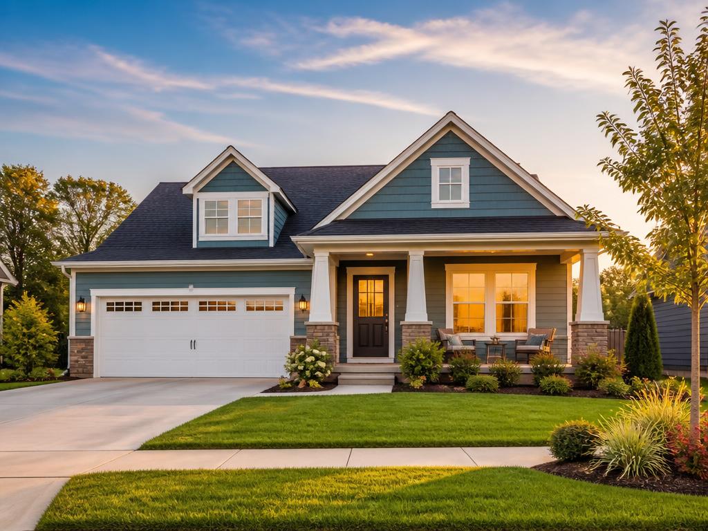 A well-kept single-family home at golden hour